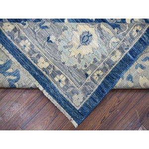 10'2"x13'6" Denim Blue, Afghan Wool Hand Knotted, Fine Peshawar with All Over Heriz Design Densely Woven, Oriental Rug FWR431676