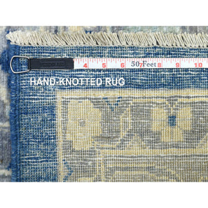10'2"x13'6" Denim Blue, Afghan Wool Hand Knotted, Fine Peshawar with All Over Heriz Design Densely Woven, Oriental Rug FWR431676