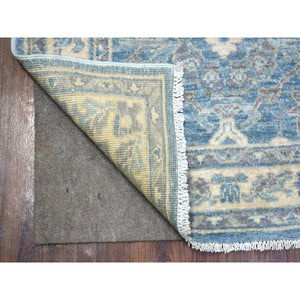 2'8"x9'7" Light Blue, Fine Peshawar with All Over Design Densely Woven, Soft Wool Hand Knotted, Runner Oriental Rug FWR431718
