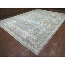 Load image into Gallery viewer, 12&#39;x16&#39; Greenish Gray Angora Oushak With Colorful Leaf Design Natural Dyes, Afghan Wool Hand Knotted Oversize Oriental Rug FWR432018