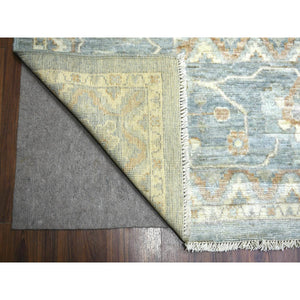 12'x16' Greenish Gray Angora Oushak With Colorful Leaf Design Natural Dyes, Afghan Wool Hand Knotted Oversize Oriental Rug FWR432018