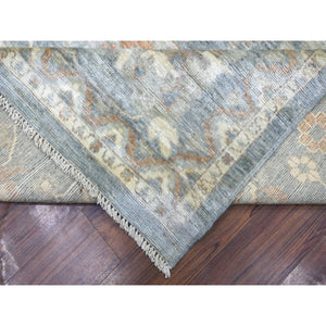 12'x16' Greenish Gray Angora Oushak With Colorful Leaf Design Natural Dyes, Afghan Wool Hand Knotted Oversize Oriental Rug FWR432018