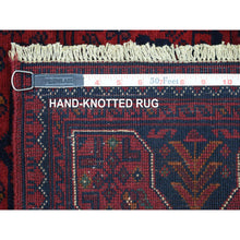 Load image into Gallery viewer, 2&#39;9&quot;x9&#39;6&quot; Deep and Saturated Red Tribal Design Velvety Wool, Afghan Khamyab Hand Knotted Runner Oriental Rug FWR432066