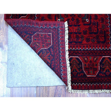Load image into Gallery viewer, 2&#39;9&quot;x9&#39;5&quot; Deep and Saturated Red Afghan Khamyab, Velvety Wool with Tribal Design Hand Knotted Oriental Runner Rug FWR432078