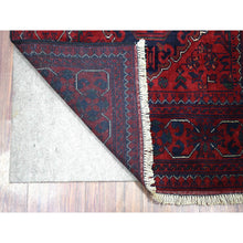 Load image into Gallery viewer, 2&#39;9&quot;x16&#39; Deep and Saturated Red Hand Knotted with Tribal Design, Soft and Shiny Wool Afghan Khamyab Runner Oriental Rug FWR432096