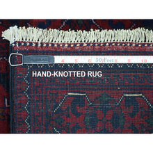 Load image into Gallery viewer, 2&#39;8&quot;x13&#39;1&quot; Deep and Saturated Red Natural Dyes Afghan Khamyab, Pure Wool With Geometric Design Hand Knotted Oriental Rug FWR432156