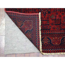 Load image into Gallery viewer, 2&#39;8&quot;x9&#39;7&quot; Deep and Saturated Red Hand Knotted with Tribal Design, Soft and Shiny Wool Afghan Khamyab Runner Oriental Rug FWR432162