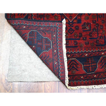 Load image into Gallery viewer, 2&#39;8&quot;x12&#39;10&quot; Deep and Saturated Red Tribal Design Velvety Wool, Afghan Khamyab Hand Knotted Runner Oriental Rug FWR432174