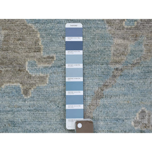 8'2"x9'9" Denim Blue Angora Oushak With Colorful Leaf Design Natural Dyes, Afghan Wool Hand Knotted Oriental Rug FWR432246