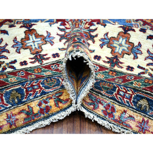 9'x12'8" Denim Blue Caucasian Super Kazak Natural Dyes Densely Woven, Shiny and Soft Wool Hand Knotted, Oriental Rug FWR432300