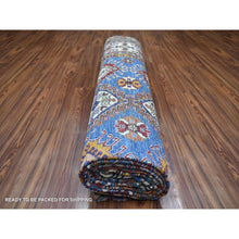 Load image into Gallery viewer, 9&#39;x12&#39;8&quot; Denim Blue Caucasian Super Kazak Natural Dyes Densely Woven, Shiny and Soft Wool Hand Knotted, Oriental Rug FWR432300