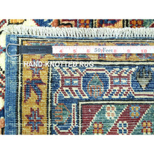 Load image into Gallery viewer, 9&#39;x12&#39;8&quot; Denim Blue Caucasian Super Kazak Natural Dyes Densely Woven, Shiny and Soft Wool Hand Knotted, Oriental Rug FWR432300
