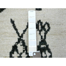 Load image into Gallery viewer, 2&#39;10&quot;x7&#39;10&quot; Ivory, Soft and Shiny Wool, Boujaad Moroccan Berber with Criss Cross Pattern, Natural Dyes, Hand Knotted Runner Oriental Rug FWR432978