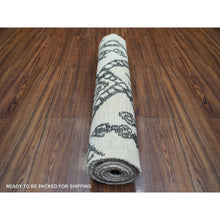 Load image into Gallery viewer, 2&#39;10&quot;x7&#39;10&quot; Ivory, Soft and Shiny Wool, Boujaad Moroccan Berber with Criss Cross Pattern, Natural Dyes, Hand Knotted Runner Oriental Rug FWR432978