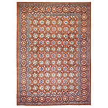 Load image into Gallery viewer, 9&#39;9&quot;x13&#39;6&quot; Burnt Orange, Afghan Ersari with Rosette Design, Natural Dyes Dense Weave, Soft Wool Hand Knotted, Oriental Rug FWR433026