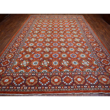 Load image into Gallery viewer, 9&#39;9&quot;x13&#39;6&quot; Burnt Orange, Afghan Ersari with Rosette Design, Natural Dyes Dense Weave, Soft Wool Hand Knotted, Oriental Rug FWR433026