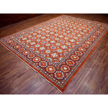 Load image into Gallery viewer, 9&#39;9&quot;x13&#39;6&quot; Burnt Orange, Afghan Ersari with Rosette Design, Natural Dyes Dense Weave, Soft Wool Hand Knotted, Oriental Rug FWR433026