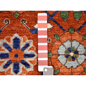 9'9"x13'6" Burnt Orange, Afghan Ersari with Rosette Design, Natural Dyes Dense Weave, Soft Wool Hand Knotted, Oriental Rug FWR433026