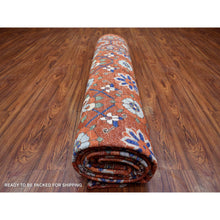 Load image into Gallery viewer, 9&#39;9&quot;x13&#39;6&quot; Burnt Orange, Afghan Ersari with Rosette Design, Natural Dyes Dense Weave, Soft Wool Hand Knotted, Oriental Rug FWR433026