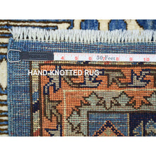 Load image into Gallery viewer, 2&#39;9&quot;x10&#39; Blue, Pure Wool Hand Knotted, Caucasian Ersari with Geometric Gul Motifs Vegetable Dyes, Runner Oriental Rug FWR433092