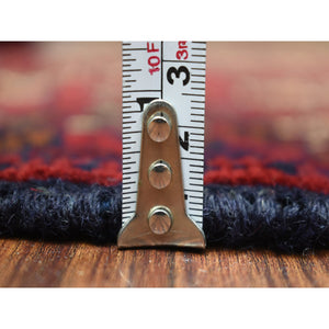 2'1"x3' Deep and Saturated Red Natural Dyes Afghan Khamyab Velvety Wool, Bokara Design Pure Wool Mat Oriental Rug FWR433326