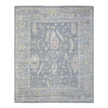 Load image into Gallery viewer, 8&#39;2&quot;x9&#39;10&quot; Stone Gray, Hand Knotted Afghan Angora Oushak with Geometric Leaf Design, Natural Dyes Soft and Shiny Wool, Oriental Rug FWR433752