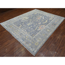 Load image into Gallery viewer, 8&#39;2&quot;x9&#39;10&quot; Stone Gray, Hand Knotted Afghan Angora Oushak with Geometric Leaf Design, Natural Dyes Soft and Shiny Wool, Oriental Rug FWR433752