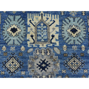 8'1"x9'9" Light Blue, Organic Wool Hand Knotted, Afghan Ersari with Large Elements Design Natural Dyes, Oriental Rug FWR433866