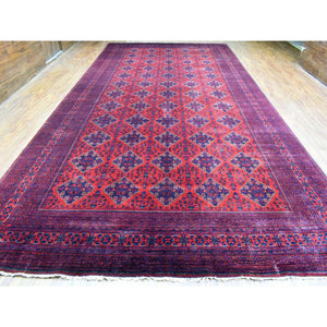 10'x19'2" Deep and Saturated Red, Hand Knotted Afghan Khamyab with Tribal Medallions, Extra Soft Wool, Oversized Oriental Rug FWR433968