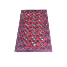 Load image into Gallery viewer, 2&#39;7&quot;x3&#39;10&quot; Deep and Saturated Red, Hand Knotted Afghan Khamyab with Bokara, Soft Organic Wool, Oriental Rug FWR434022