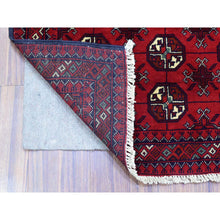 Load image into Gallery viewer, 2&#39;7&quot;x3&#39;10&quot; Deep and Saturated Red, Hand Knotted Afghan Khamyab with Bokara, Soft Organic Wool, Oriental Rug FWR434022