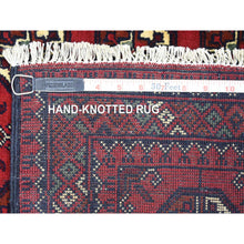 Load image into Gallery viewer, 2&#39;7&quot;x3&#39;10&quot; Deep and Saturated Red, Hand Knotted Afghan Khamyab with Bokara, Soft Organic Wool, Oriental Rug FWR434022