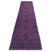 Load image into Gallery viewer, 2&#39;8&quot;x12&#39;10&quot; Deep and Saturated Red, Afghan Khamyab with Tribal Medallions Design, Soft Wool Hand Knotted, Runner Oriental Rug FWR434046
