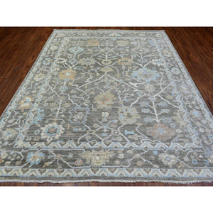 8'x9'9" Taupe, Hand Knotted Afghan Angora Oushak with All Over Floral Design, Natural Dyes Organic Wool, Oriental Rug FWR434154