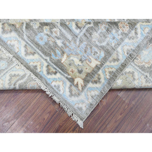 8'x9'9" Taupe, Hand Knotted Afghan Angora Oushak with All Over Floral Design, Natural Dyes Organic Wool, Oriental Rug FWR434154