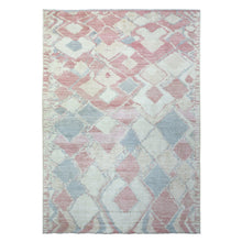 Load image into Gallery viewer, 8&#39;1&quot;x11&#39;7&quot; Pink, Soft Wool Hand Knotted, Boujaad Moroccan Berber with Patch Design Natural Dyes, Oriental Rug FWR434238