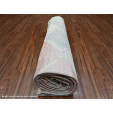 Load image into Gallery viewer, 8&#39;1&quot;x11&#39;7&quot; Pink, Soft Wool Hand Knotted, Boujaad Moroccan Berber with Patch Design Natural Dyes, Oriental Rug FWR434238