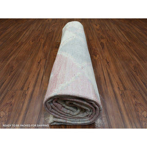 8'1"x11'7" Pink, Soft Wool Hand Knotted, Boujaad Moroccan Berber with Patch Design Natural Dyes, Oriental Rug FWR434238