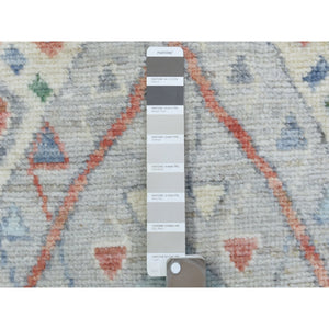 3'x12'1" Gray, Hand Knotted Anatolian Village Inspired Geometric Design, Natural Wool, Runner Oriental Rug FWR434460