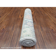 Load image into Gallery viewer, 3&#39;x12&#39;1&quot; Gray, Hand Knotted Anatolian Village Inspired Geometric Design, Natural Wool, Runner Oriental Rug FWR434460