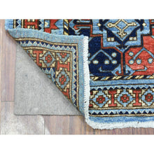 Load image into Gallery viewer, 2&#39;8&quot;x8&#39; Light Blue, Soft Organic Wool Hand Knotted, Afghan Ersari with Large Elephant Feet Medallions, Natural Dyes Soft Lush Pile, Runner Oriental Rug FWR434592