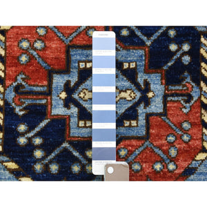 2'8"x8' Light Blue, Soft Organic Wool Hand Knotted, Afghan Ersari with Large Elephant Feet Medallions, Natural Dyes Soft Lush Pile, Runner Oriental Rug FWR434592