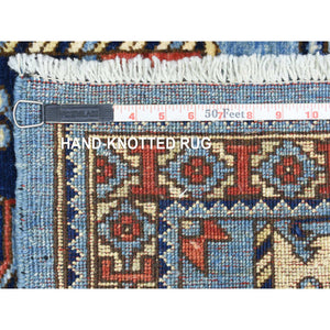 2'8"x8' Light Blue, Soft Organic Wool Hand Knotted, Afghan Ersari with Large Elephant Feet Medallions, Natural Dyes Soft Lush Pile, Runner Oriental Rug FWR434592