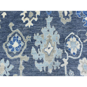 10'x13'10" Blueish Gray, Hand Knotted Afghan Angora Oushak, Natural Dyes Soft Wool, Oriental Rug FWR434628