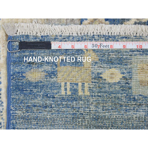 2'7"x8'4" Denim Blue, Fine Weave Soft and Shiny Wool Hand Knotted, Afghan Kashkuli Gabbeh Design Natural Dyes, Runner Oriental Rug FWR434694