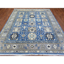 Load image into Gallery viewer, 8&#39;4&quot;x9&#39;7&quot; Light Blue, Soft and Velvety Wool Hand Knotted, Afghan Ersari with Large Elements Design, Natural Dyes Soft Lush Pile, Oriental Rug FWR434706