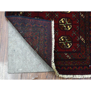 2'x3' Deep and Saturated Red, Afghan Khamyab Bokara, Pure Wool Hand Knotted, Mat Oriental Rug FWR434862