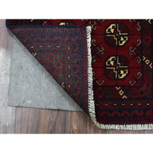 Load image into Gallery viewer, 2&#39;x3&#39; Deep and Saturated Red, Hand Knotted Afghan Khamyab Bokara, Extra Soft Wool, Mat Oriental Rug FWR434874