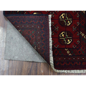 2'x3' Deep and Saturated Red, Hand Knotted Afghan Khamyab Bokara, Extra Soft Wool, Mat Oriental Rug FWR434874