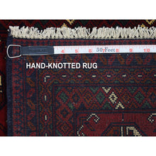 Load image into Gallery viewer, 2&#39;x3&#39; Deep and Saturated Red, Hand Knotted Afghan Khamyab Bokara, Extra Soft Wool, Mat Oriental Rug FWR434874